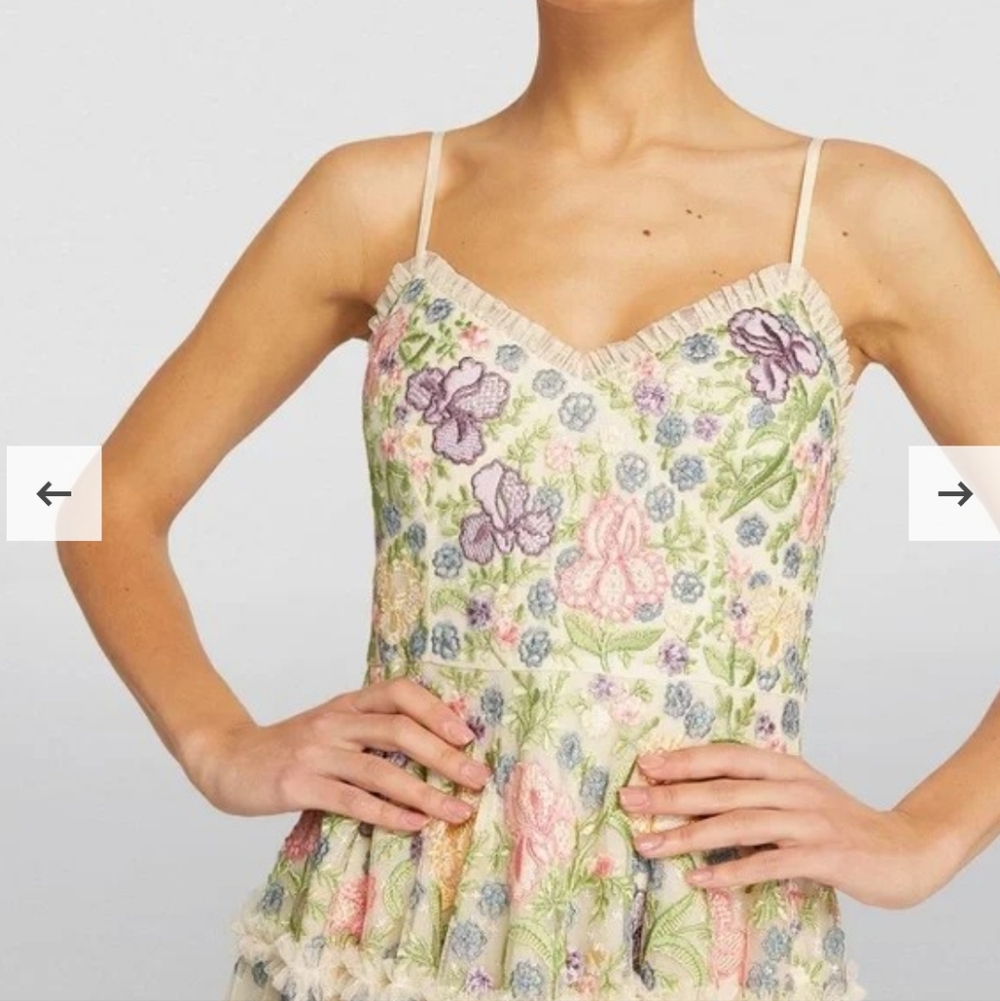 BHLDN Needle & Thread Floral Embroidered Dress size US 0 $779 - Picture 3 of 6